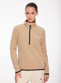Discovery Expedition Bej Kadın Kapüşon Yaka Standart Fit Polar Sweatshırt D3WL-SWT26