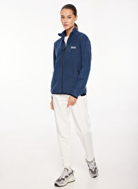Discovery Expedition İndigo Kadın Kapüşon Yaka Standart Fit Polar Sweatshırt D3WL-SWT27 