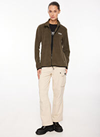 Discovery Expedition Haki Kadın Kapüşon Yaka Standart Fit Polar Sweatshırt D3WL-SWT27