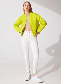 Pierre Cardin Yeşil Bisiklet Yaka Kadın Crop Top İnce Mont JALEK