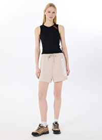 Discovery Expedition D4SL-SHT3023 Bej  Standart Fit Baskılı Kadın Sweat Şort