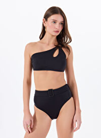 Fabrika Siyah Kadın Yüksek Bel Bikini Alt 24-TIGE