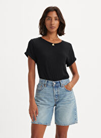 Levis Bisiklet Yaka Düz Siyah Kadın T-Shirt MARGOT TEE CAVIAR