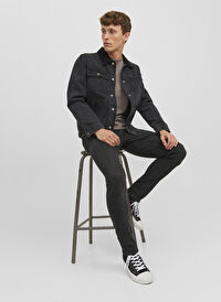 Jack & Jones Siyah Erkek Dar Paça Slim Fit  Denim Pantolon JJIGLENN JJORIGINAL MF 772 NOOS