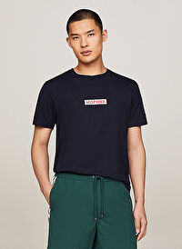 Tommy Hilfiger Bisiklet Yaka Mavi Erkek T-Shirt MW0MW34373