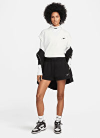 Nike Siyah Kadın Normal Düz Şort FD1409-010 W NSW PHNX FLC HR SHORT 
