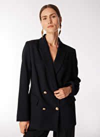 Fabrika Lacivert Kadın Kruvaze Blazer F4WL-CKT0211