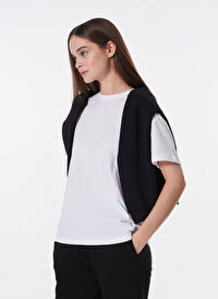 Limon Beyaz Kadın Relaxed Düz T-Shirt L4WL-TST-9000 