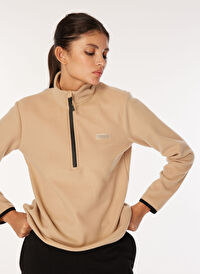 Discovery Expedition Bej Kadın Dik Yaka Basic Polar Sweatshırt D4WL-SWT3929