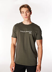 Haki Erkek Bisiklet Yaka Relaxed Fit Baskılı Pamuk T-Shirt J4WM-TST7214  