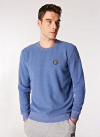 Discovery Expedition İndigo Melanj Erkek Bisiklet Yaka Relaxed Sweatshirt D4WM-SWT3931