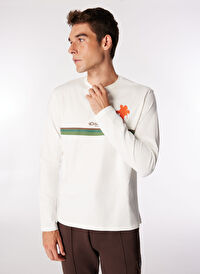 Discovery Expedition Ekru Erkek Bisiklet Yaka Basic Baskılı T-Shirt D4WM-TST3356 