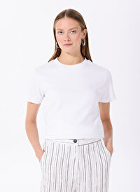 Fabrika Beyaz Kadın Basic Düz T-Shirt F4WL-TST0758 