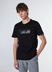 Mustang Siyah Erkek Relaxed Baskılı T-Shirt M4WM-TST-1563 