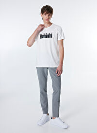 Mustang Ekru Erkek Relaxed Baskılı T-Shirt M4WM-TST-1563 