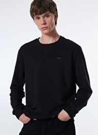 Mustang Siyah Erkek Bisiklet Basic Düz Sweatshirt M4WM-SWT-1982 