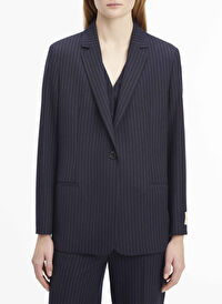 Calvin Klein Lacivert Kadın V Standart Çizgili Blazer PINSTRIPE SLIM  BLAZER 