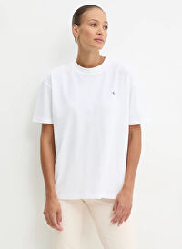 Standart Baskılı Beyaz Kadın T-Shirt STAMP BACK GRAPHIC BOYFRIEND TEE
