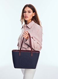 U.S. Polo Assn. Lacivert - Bordo Kadın 29x23x14 cm Omuz Çantası US24732 