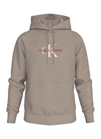 Calvin Klein Jeans Açık Kahve Erkek Kapüşon Relaxed Baskılı Sweatshirt J30J326875PCF DISTRESSED MONOLOGO 