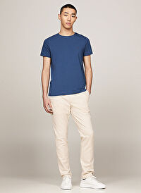 Tommy Hilfiger Bisiklet Yaka Mavi Erkek T-Shirt MW0MW10800DBZ