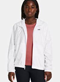 Under Armour Beyaz Kadın Kapüşon Normal Düz Rüzgarlık 1382698-100 UA Rival Sport Windbrea 
