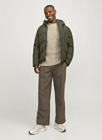 JJWORLD PUFFER JACKET Kapüşon Yaka Regular Fit Haki Erkek Mont 12259850