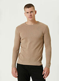 Network Bej Erkek Bisiklet Slim Fit Kazak 1091782 
