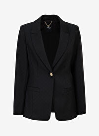 Guess Siyah Kadın Ceket Normal Desenli Blazer BLANCA BLAZER - WOOL BLEND STR MONO 