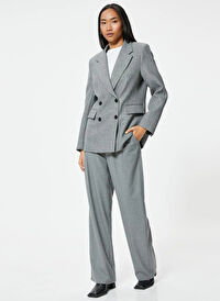 Koton Antrasit Melanj Kadın Kruvaze Regular Fit Blazer 5WAK50014UW 