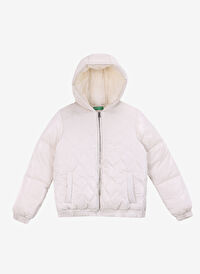 Benetton Krem Kız Çocuk Düz Ceket 27WYCN05A 6R2 