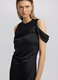İpekyol Siyah Kadın Bisiklet Yaka Midi Regular Fit Elbise IW6240002134001 