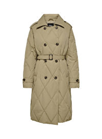 Only Açık Kahve Kadın Normal Kapitone Kaban ONLMAUDA QUILTED COAT OTW 