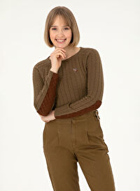 U.S. Polo Assn. Haki Kadın Bisiklet Slim Fit Kazak MERY-BSK24 