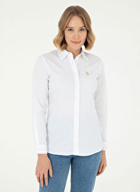 U.S. Polo Assn. Beyaz Kadın Bisiklet Slim Fit Gömlek SALY024K