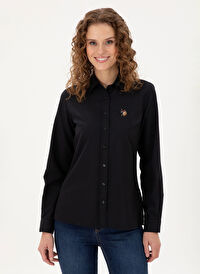 U.S. Polo Assn. Siyah Kadın Bisiklet Slim Fit Gömlek WOXCOLOR024K 