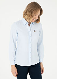 U.S. Polo Assn. Açık Mavi Kadın Bisiklet Slim Fit Gömlek WOXCOLOR024K 