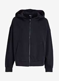 Skechers S242117-001 W Essential Full Zip Ho Siyah Kadın Kapüşon Yaka Normal Kalıp Zip Ceket