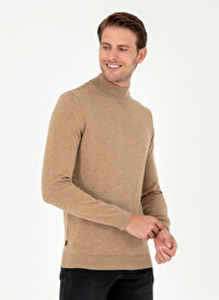Pierre Cardin Deve Tüyü Melanj Erkek Yarım Balıkçı Slim Fit Düz Kazak DORTMUND TRIKO KAZAK BASIC 