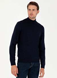 Pierre Cardin Lacivert Erkek Yarım Balıkçı Slim Fit Düz Kazak DORTMUND TRIKO KAZAK BASIC 