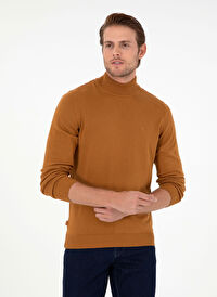Pierre Cardin Kahve Erkek Yarım Balıkçı Slim Fit Düz Kazak DORTMUND TRIKO KAZAK BASIC 