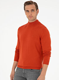 Pierre Cardin Turuncu Erkek Yarım Balıkçı Slim Fit Düz Kazak DORTMUND TRIKO KAZAK BASIC 