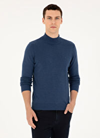 Pierre Cardin İndigo Erkek Yarım Balıkçı Slim Fit Düz Kazak DORTMUND TRIKO KAZAK BASIC 