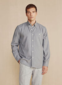 Brooks Brothers Gri Erkek Düğmeli Regular Fit Gömlek BBFW23MSH009 