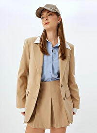 Koton Deve Tüyü Kadın Ceket Regular Fit Blazer 5WAK50087PW 