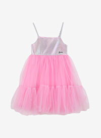 Barbie Pembe Kız Çocuk Simli Abiye Elbise BRB5SG-ELB6003