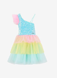 Barbie Çok Renkli Kız Çocuk Pullu Abiye Elbise BRB5SG-ELB6505