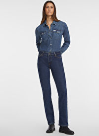Guess Jeans Mavi Kadın Klasik Normal Gömlek GJ SLIM L/S DENIM SH - ECO RECY CO 