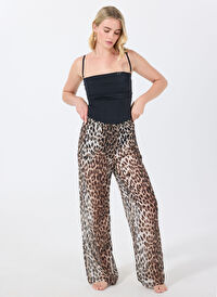 Fabrika Çok Renkli Kadın Bol Kesim Leopar Pantolon F5SL-PNT0405 