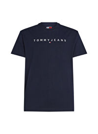 Tommy Jeans Koyu Lacivert Erkek Bisiklet Yaka Regular Fit T-Shirt DM0DM20744C1G TJM REG LINEAR LOGO